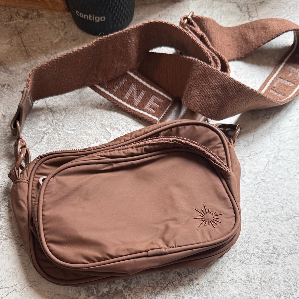 aerie Brown Belt Bag with Wide Logo Strap